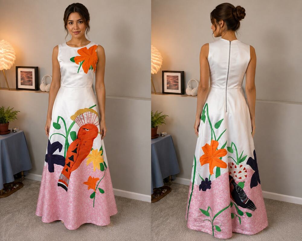 Alice + Olivia - Sleeveless dress with embossed bird and flower print - Picture 1 of 11